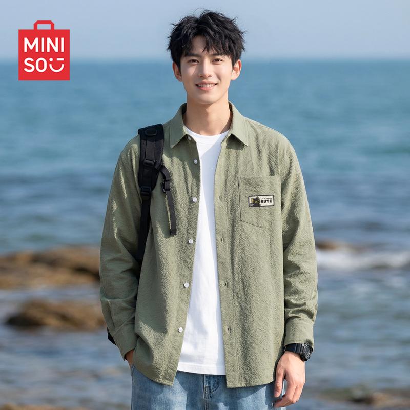 MINISO Men's Loose Fit Casual Long Sleeve Shirt