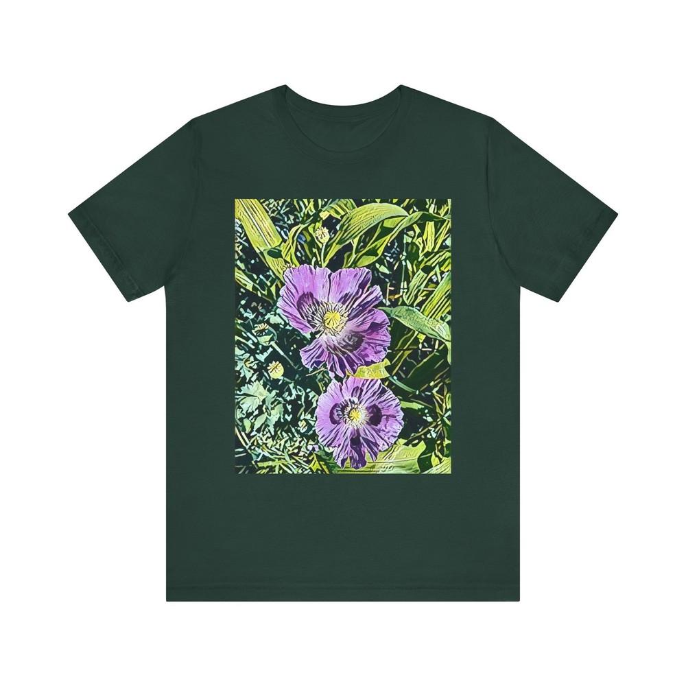 

Poppy Flower Art Short Sleeve Tee Shirt Graphic Print Crewneck Gift Unisex NEW S