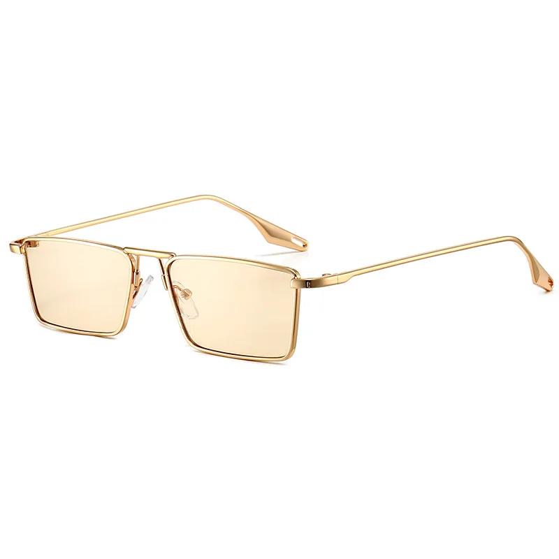 Vintage Narrow Small Sunglasses Woman Luxury Brand Metal Frame Sun Glasses Man Rectangle Driving Eyeglasses Fishing Eyewear