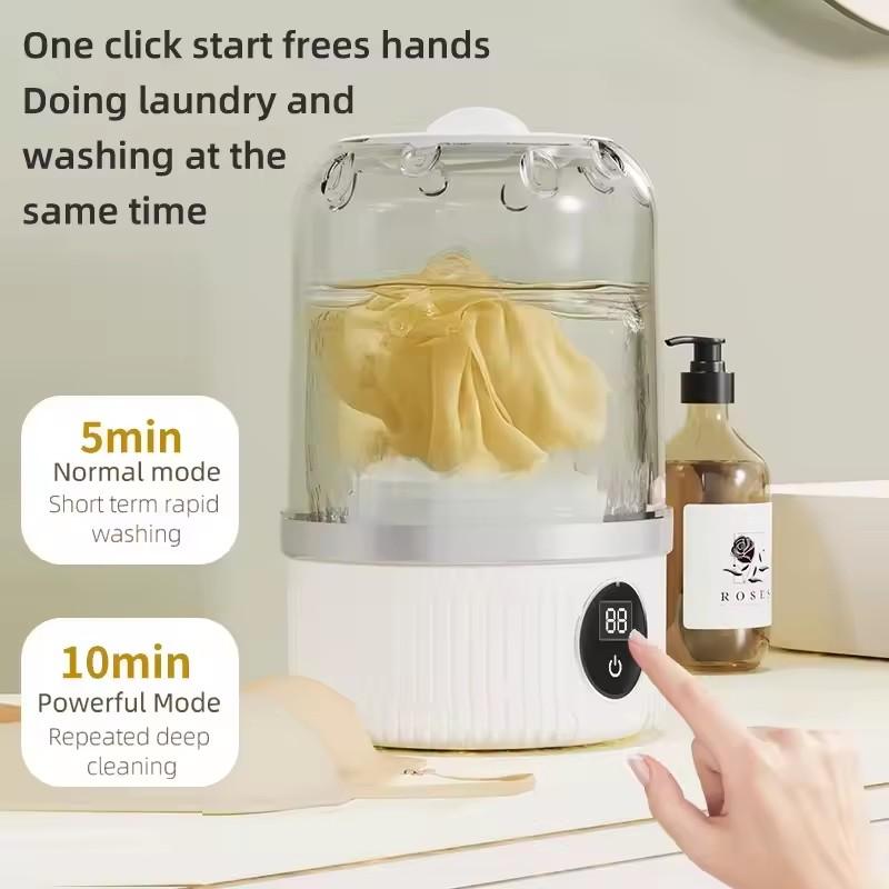 Wireless Washing Machine Portable Underwear Cleaner 1L Mini Socks Washing Machine Dehydratable Laundry Bucket for Teenagers
