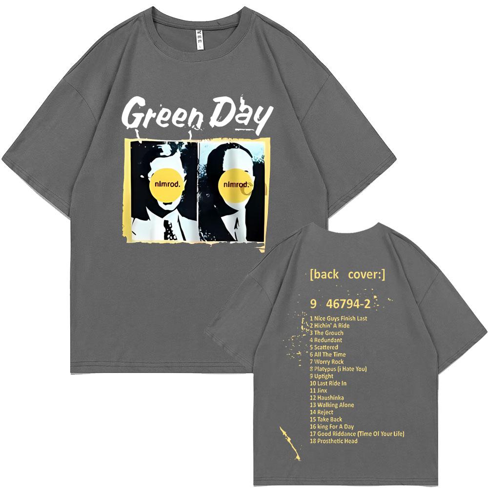 Vzácná punková kapela Green Day Nimrod Zadní strana Pánská Dámská Vintage Gotický Rock Nadměrné tričko Pánské Hip Hop Ležérní trička