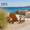 Octopus Garden Ornament Rust Patina Giant Squid Sculpture, 3D Metal Nautical Outdoor Marine Themed Decor Statue for Patio Lawn Beach House Decor,