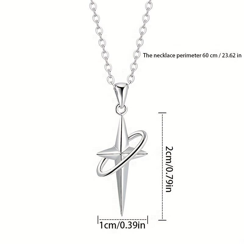 1pc Star Cross Necklace Men's Trend, Simple And Elegant Pendant Gifts For Men