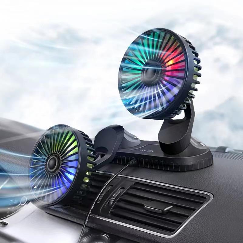 Dual-Head Rotatable Portable Car Fan