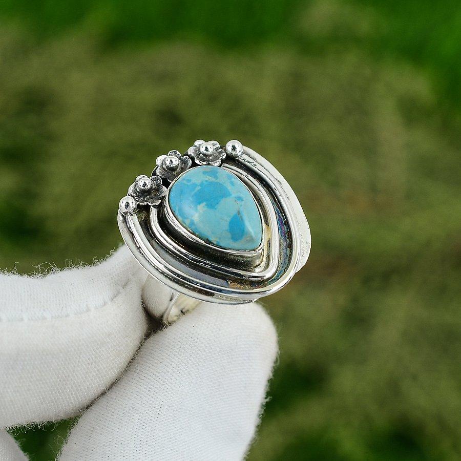 Natural Larimar Gemstone Multi Stone Adjustable Ring 925 Sterling Silver Jewelry Adjustable