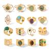 18k Gold Plated Retro Gemstone Ring - European & American Style Stainless Steel Jewelry for Women