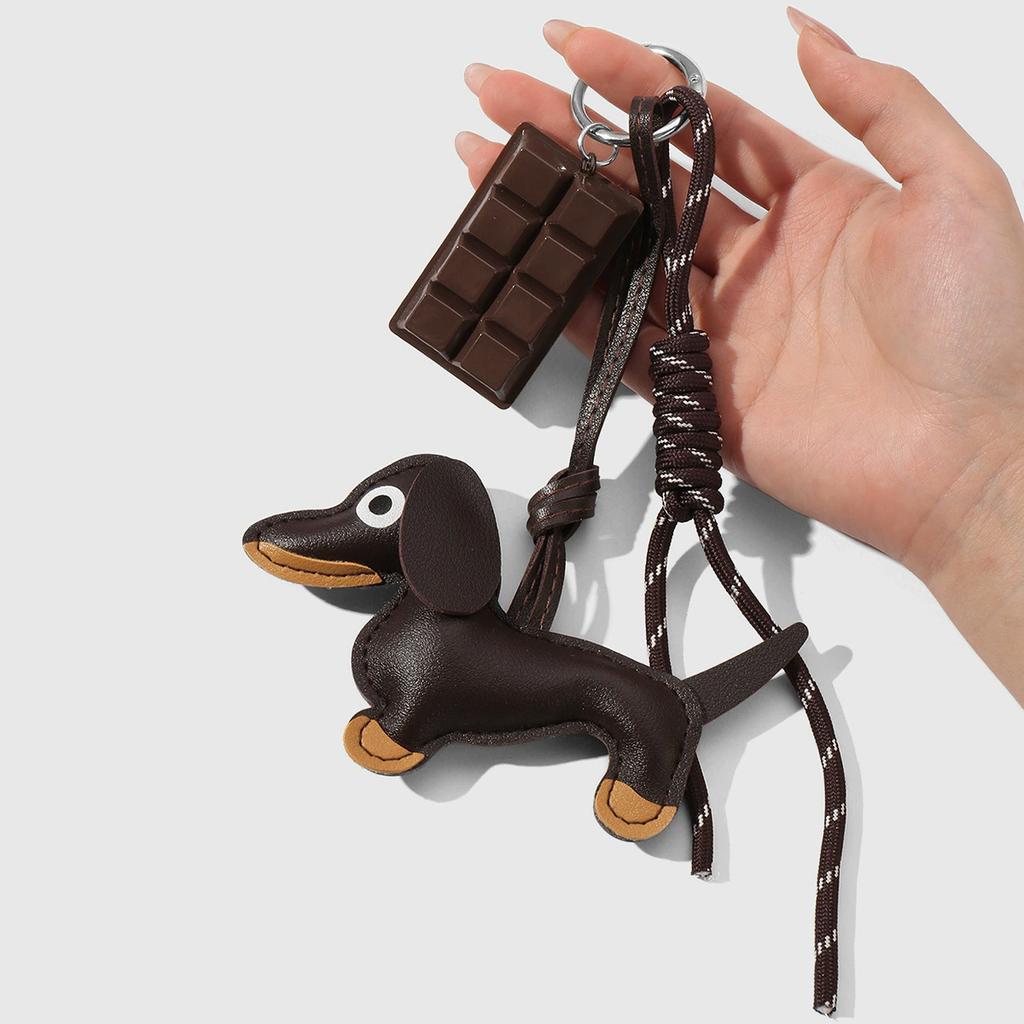 Bag Charm Mini Dog PU Leather Animals  Hanging Ornament Backpack Charm Gift for Men Women