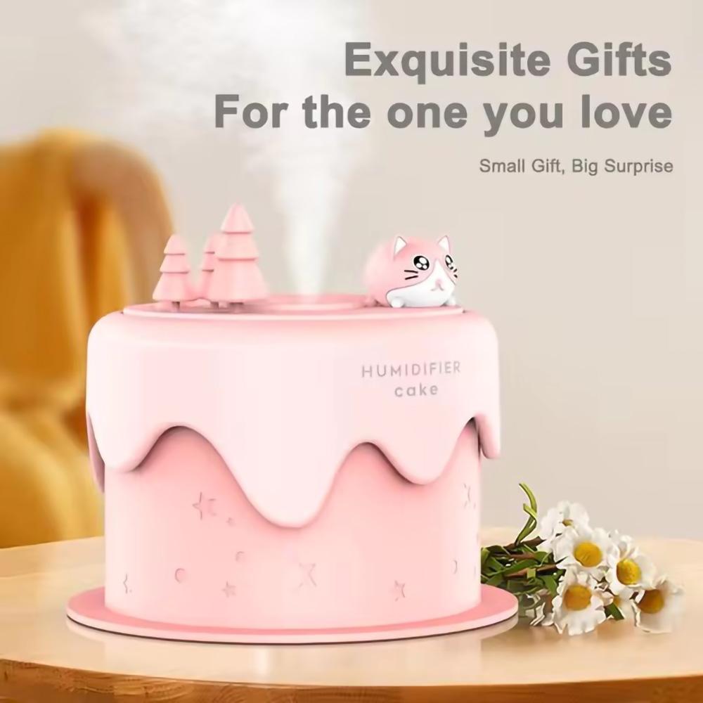 Cute Mini Small Cake Humidifier USB Night Light Desktop Household Use Cartoon Spray Humidifier Gift