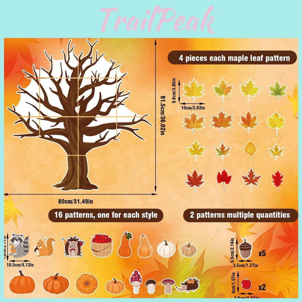 Thanksgiving Season Fall Maple Leaf Wall Stickers Paper Holiday Classroom Decor