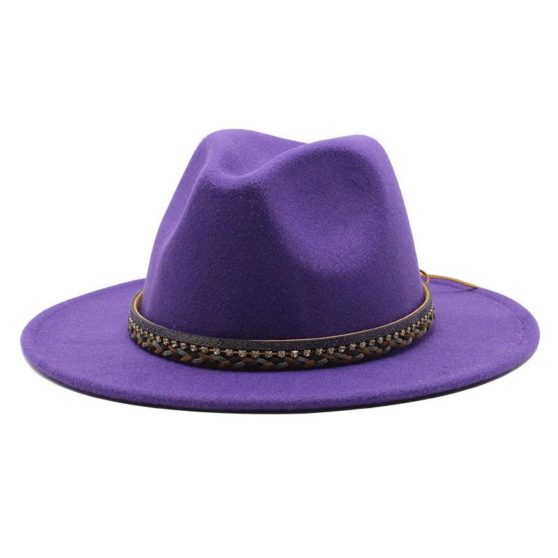 Wish Ethnic Minority Style Men And Women Couple Big Edge Jazz Hat Wool Top Hat