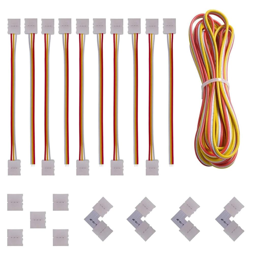 GTIWUNG 3-pin 10mm LED Connector Kit, Strip-to-Strip Jumper, L-shaped Gapless Connector for LED Strips