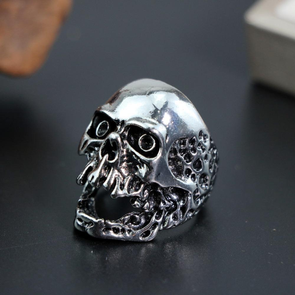 European and American Men's Trendy Metal Ring, Retro Style Cool and Handsome Design Totem Geometric Men's Ring