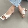 New Arrivals Open Run High Heel Women Summer Square Slipper String Twist Nk Hl 1