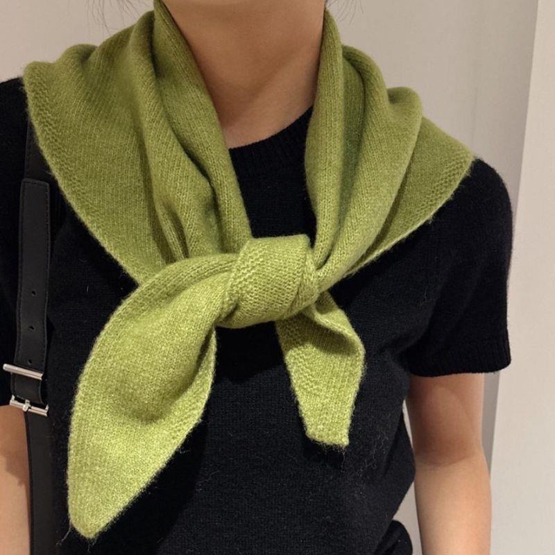 Winter Wool Korean Style Knitted Triangular Scarf Women Winter Warm Headscarf Shawl Multi-functional Neckerchief Hair Wrap