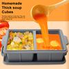 Square Ice Cube Tray with Lid 2-Cavity Food-Grade Silicone Easy-Release Mold for Whiskey Cocktails Leak-Proof Stackable Ice Cube Maker