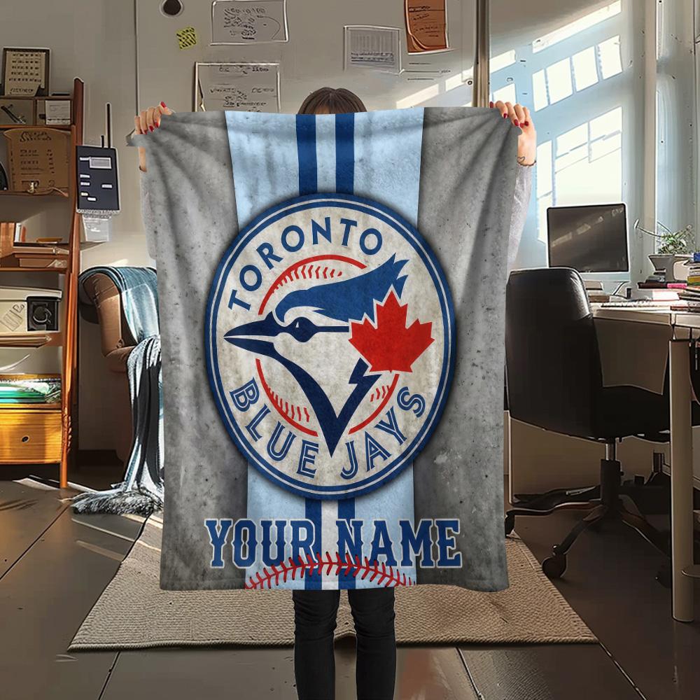 Custom Name Toronto Blue Jays2 Flannel Blanket, High quality Comfortable for All Seasons, Home Decor, Warmth and Comfort
