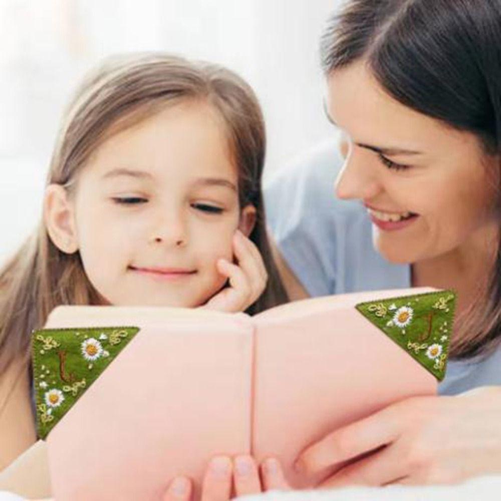 4Pcs Four Seasons Hand Stitched Corner Bookmark Handmade Flower Letter Bookmarks  Reading Lovers