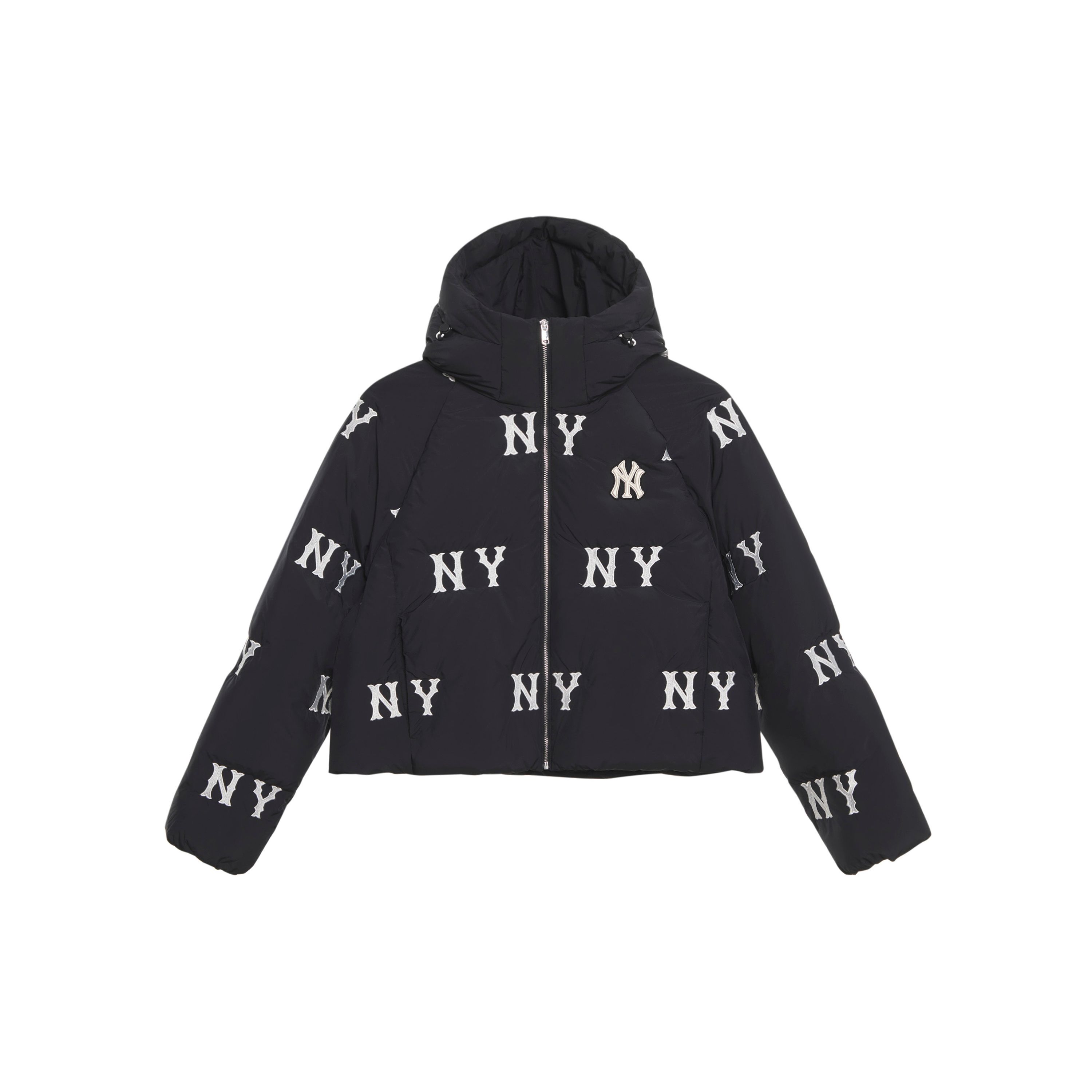 MLB New York Yankees 24FW All Over Print Losse Pasvorm Comfortabel Warm Lichtgewicht Veelzijdig Lange Mouwen Met Capuchon Korte Donsjas 3FDJG1046-50BKS XS black