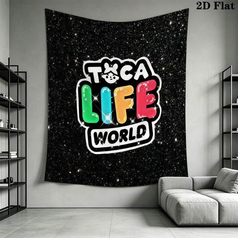 Toca Life World Wall Hanging Printed Fabric Blanket Decorative Tapestries for Bedroom Living Room Home Decor