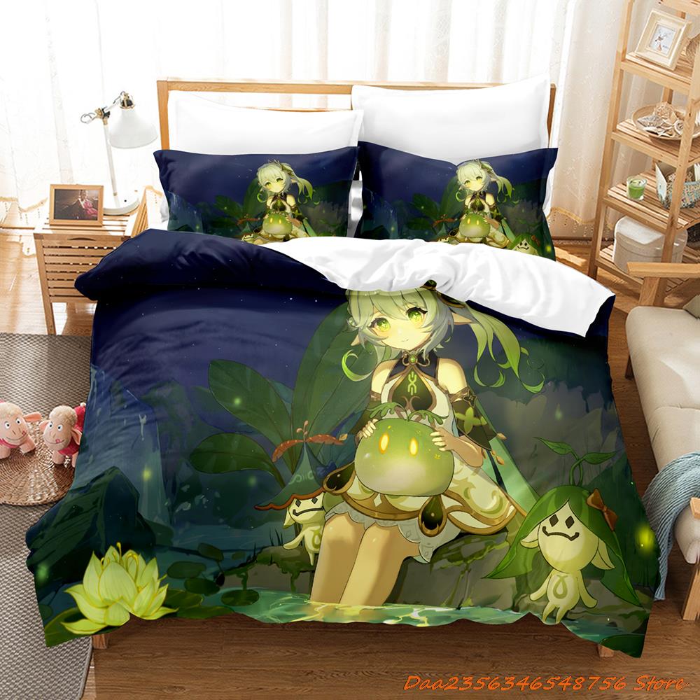 

Новый игровой комплект постельного белья Nahida Genshin Impact, комплект из трех предметов для взрослых и детей, 3D Kawaii Girls EU Single(135x200cm)