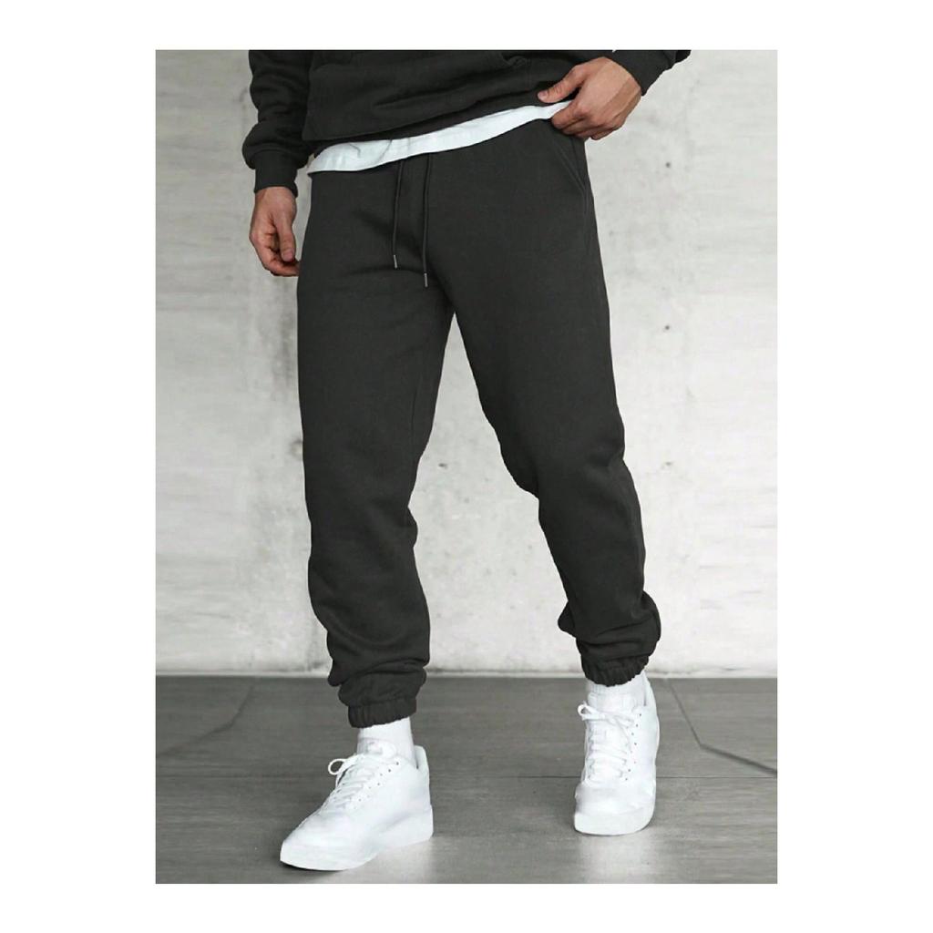 Men's Black Oversize Sweatpants With Elastic Legs