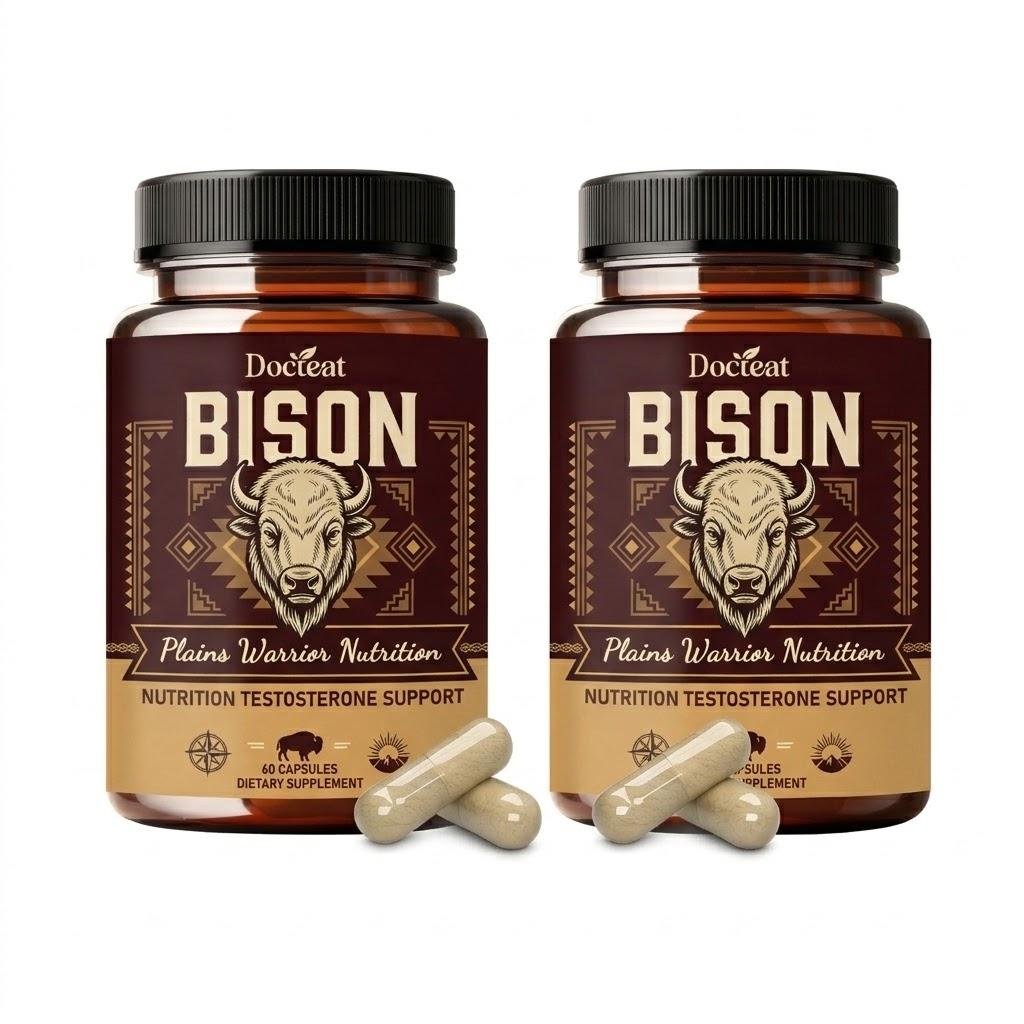 Docteat BISON - Cápsulas de Suporte à Testosterona e Vitalidade Masculina (60 Contagem) 2pack