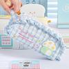 Cute Embroidery Pencil Case, Capable of Holding 45 Pens, with Built-in Two-layer Compartments for Portable Handheld Design