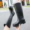 High tube rain shoes women's fashion rain boots outdoor waterproof shoes rubber shoes piled thickened long tube waterproof boots
