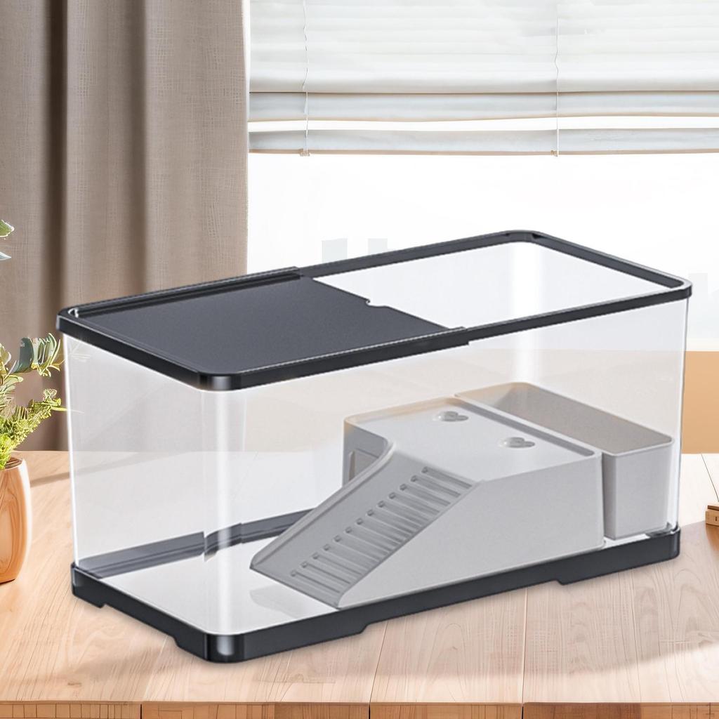 Aquarium for S, Reptile Habitat with Cover, Multifunctional Resting Platform
