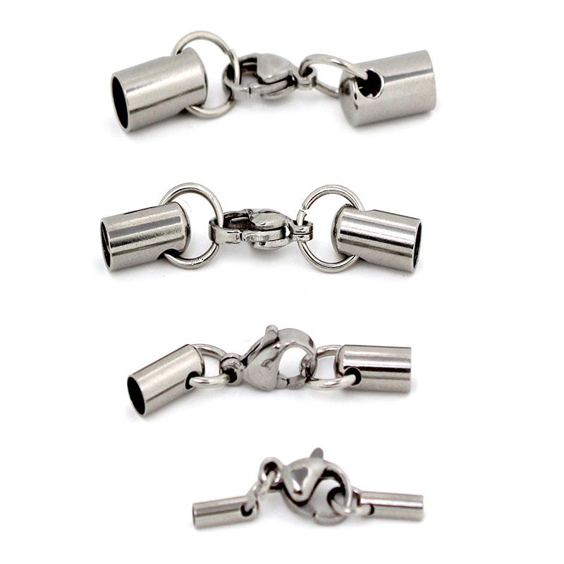 

5Pcs Stainless Steel Leather End Caps with Lobster Clasps Hooks Connectors For DIY Bracelet Necklace Jewelry Making Accessories 1mm hole