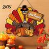 Festive Thanksgiving Board Wooden Sign, Turkey and Pumpkin Welcome Wall Hanging Decor with "Give Thanks" Outdoor , Rustic Farmhouse Fall Harvest