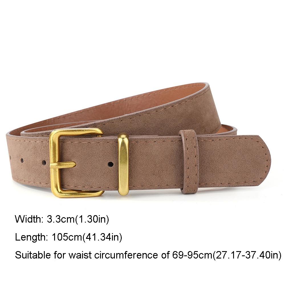 Versatile Women Waist Belt Luxury Design 3.3cm Waistband Retro Suede Leather Belt Jeans Decoration