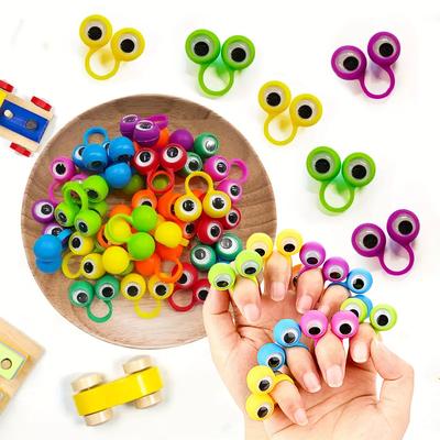 10/500PCS Funny Wiggle Eyeball Finger Puppet Plastic Rings Party Favor Toys for Kids Practical Jokes Games Gifts Birthday Decor