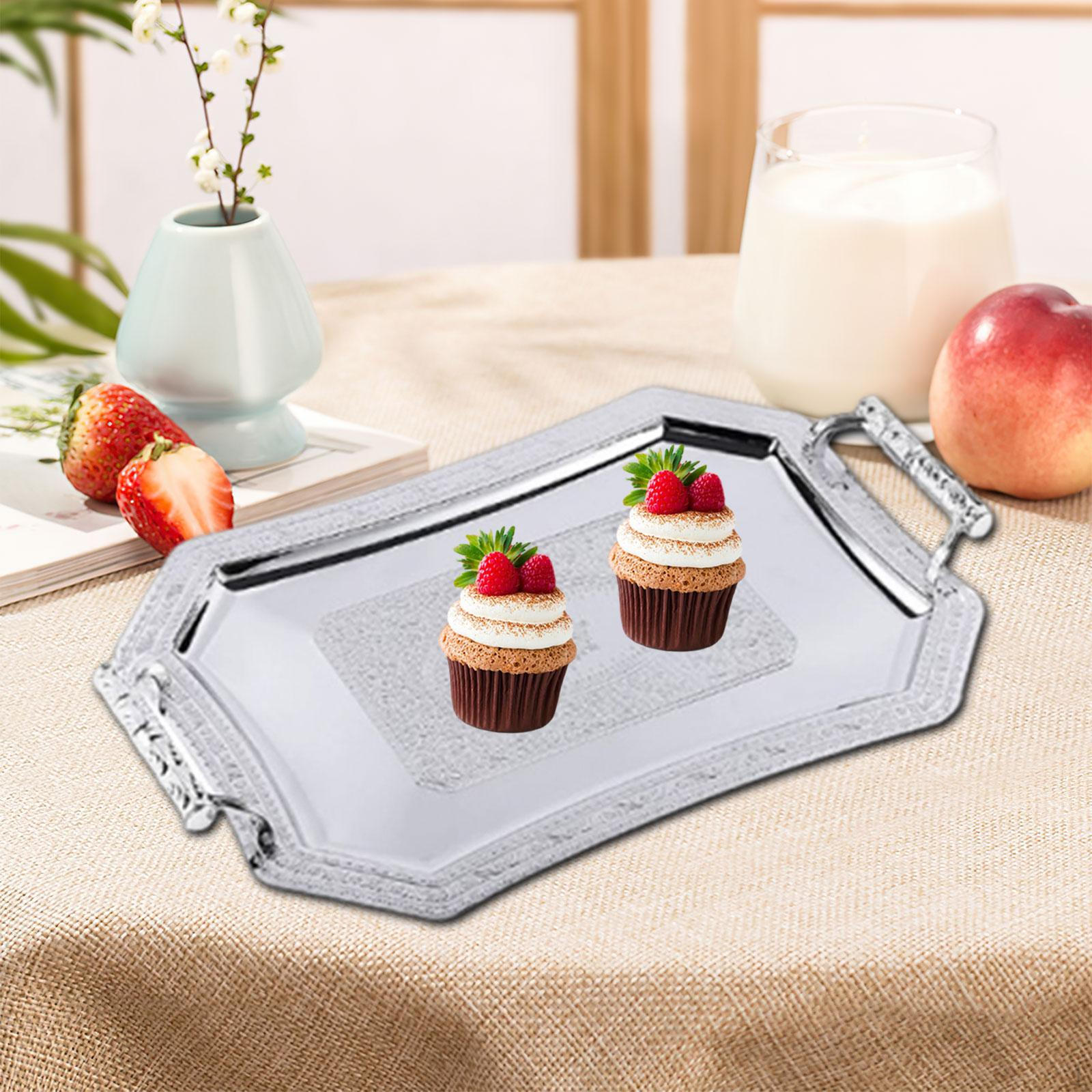 

Decorative Fruit Serving Tray, Ideal for Parties, Celebrations, Kitchen Or Home серебряный