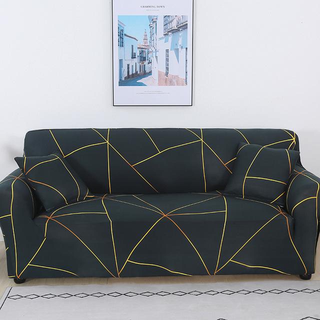 Geometrische große Sofabezüge für Wohnzimmer Ecke Chaiselongue Couch Schonbezüge elastische Sofaschutz Stuhl Sesselbezug 1 Stück