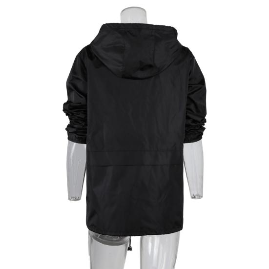 Veste Imperméable Fine à Capuche Zippée pour Femme Camping Extérieur Couleur Unie Imperméable