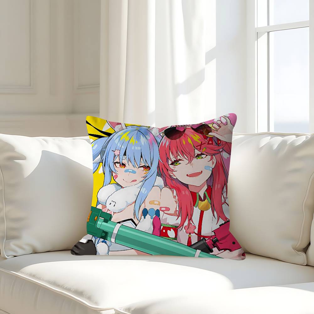 Аниме Hololive Наволочка Сакура Съемная Моющаяся Наволочка для Подушки – Всесезонный Мягкий Лен 16x16Inch