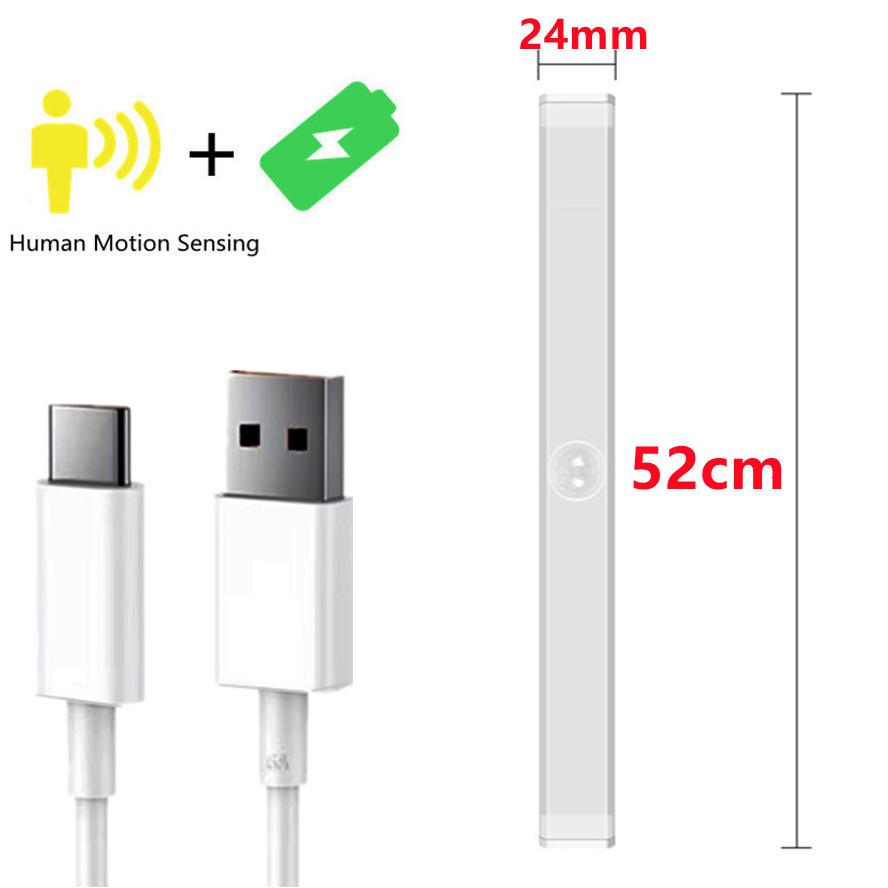 USB Rechargeable Lamp LED Night Light Motion Sensor Led Light For Kitchen Wardrobe Cabinet Lighting 22cm/32cm/52cm Aluminum LEDs