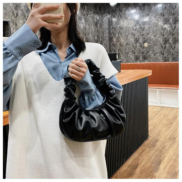 Women'S Pleated Handbag, Casual Underarm Dumpling Bag, Fashionable And Versatile Shopping Shoulder Bag