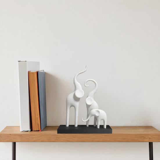 3D-gedruckte Elefantenfamilien-Statue Figur, Mama Papa und Tierbaby Kunstskulptur, Elefantendekorationen für Wohnzimmer Bücherregal Schrank Schreibtisch Tisch