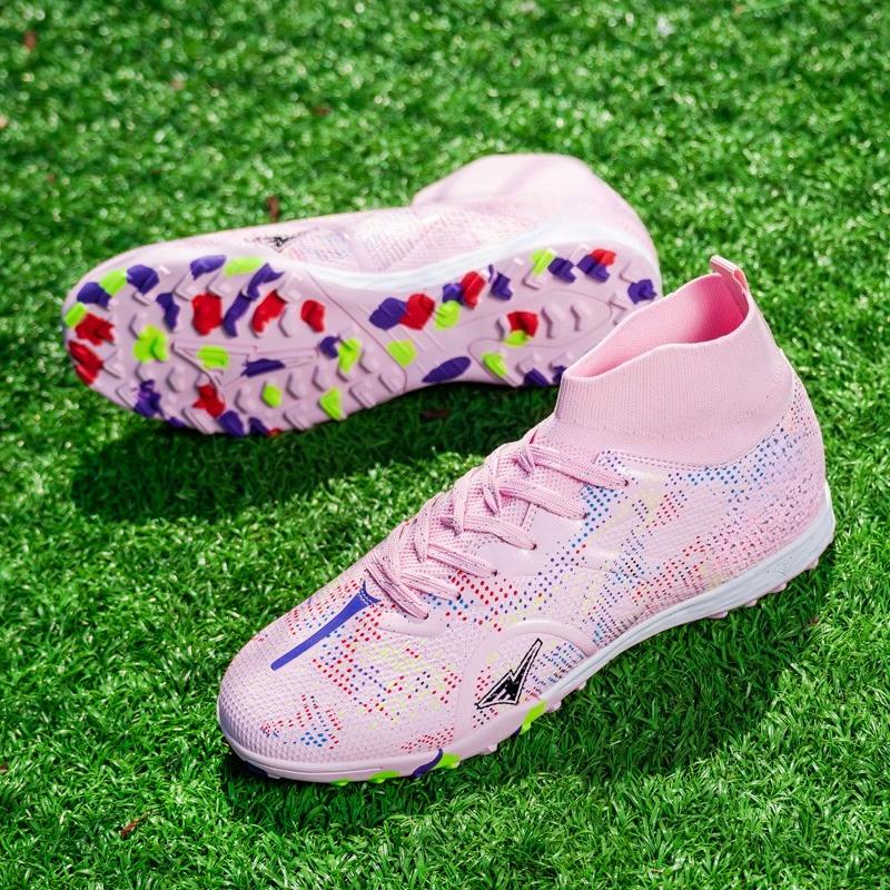 Men's/Women's Soccer Shoes Rubber Soft Sole Short Spikes Artificial Turf Indoor Competition Professional Children's Football Shoes