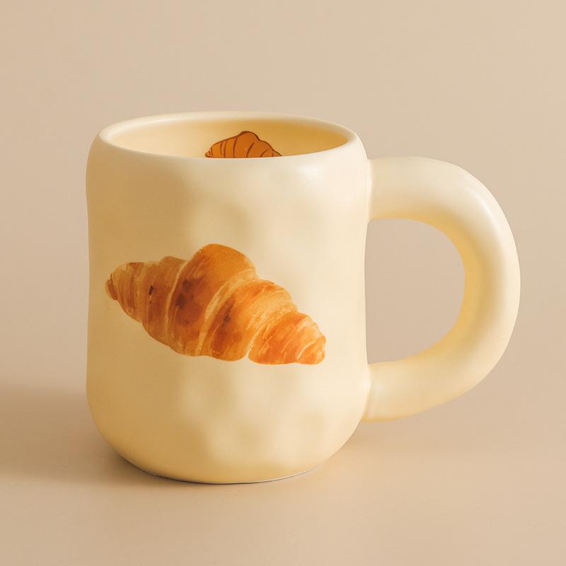 Cute Milk Fufu Cup Bread With Lid Spoon Wind Girls Ceramic Coffee Breakfast Cup Office