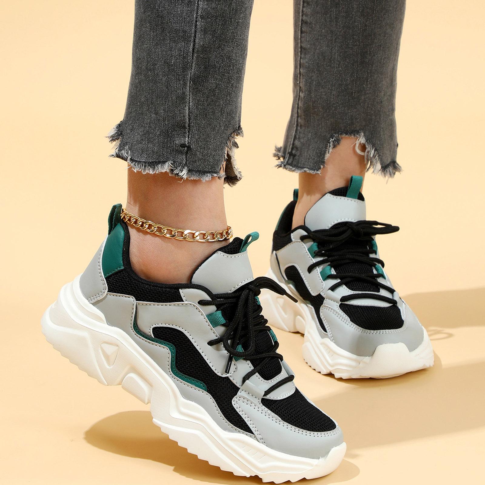 

Women s Chunky Sneakers With Breathable And Comfortable Mesh Upper Lace Up Design Suitable For Outdoor Flip Flops Women Wedge 36