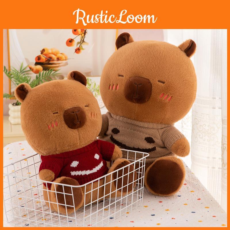 Red Sweater Smiling Capybara Plush Toy Soft Stuffed Animal Girls Gift Kids Doll