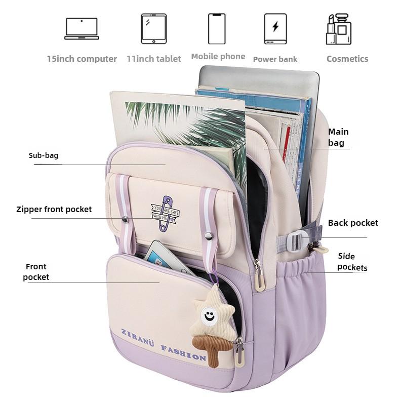 Cute Elementary Girl School Backpack Middle School Student Bag Women Waterproof Travel Backpack Large Capacity Ladies Bookbag