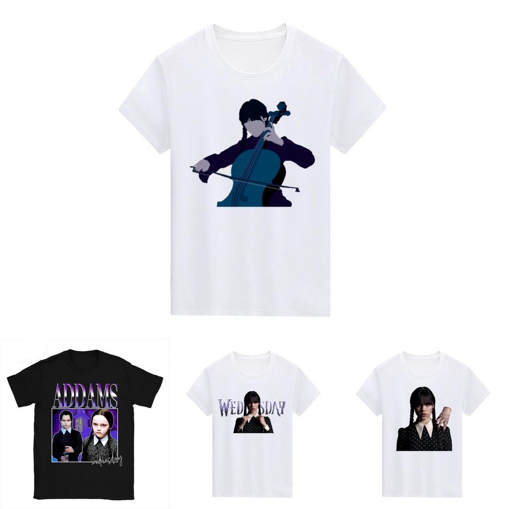 Die Addams Family Wednesday Unisex T-Shirt Top Stilvoll Weich Atmungsaktiv Bequem