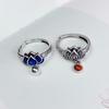 S925 Sterling Silver Blue Lotus Adjustable Tassel Ring for Women - Retro, Simple Design