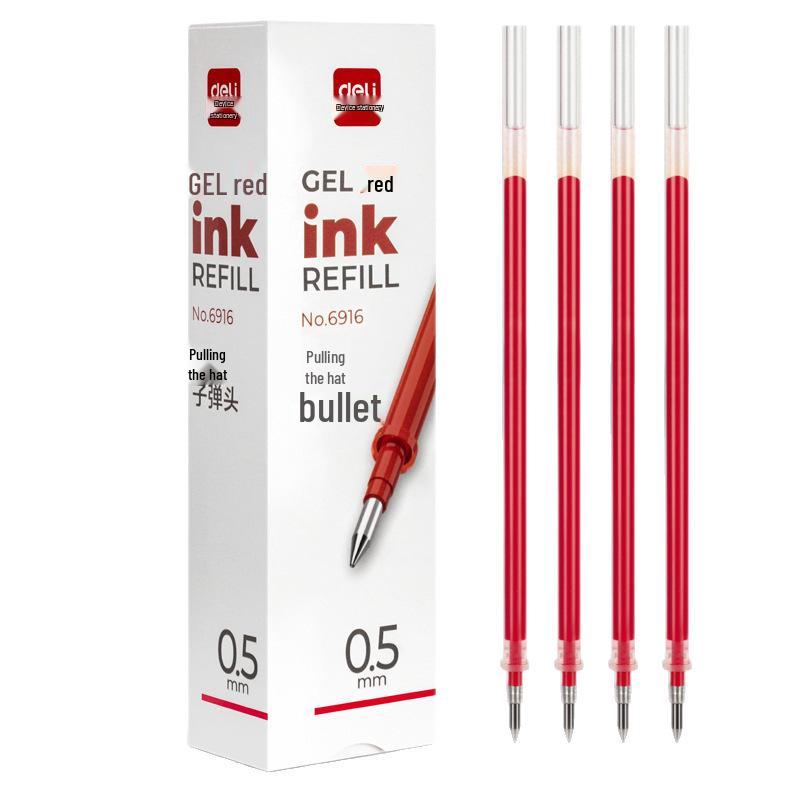 Deli 6916 Gel Pen Refills: Black, Red, Blue, 0.5mm Bullet Tip