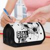 Double Layer Pencil Case, Vibrant Printed Pencil Pouch with "Goal Time" Soccer Art Design, Fashion Storage Bag, Portable Pencil Case with Zipper, Dura