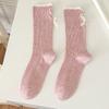 Spring Autumn Open Toe Cotton Stockings Women's Stockings Butterfly Knot Accessories Mid-Calf Stockings Casual Stockings Pile Stockings